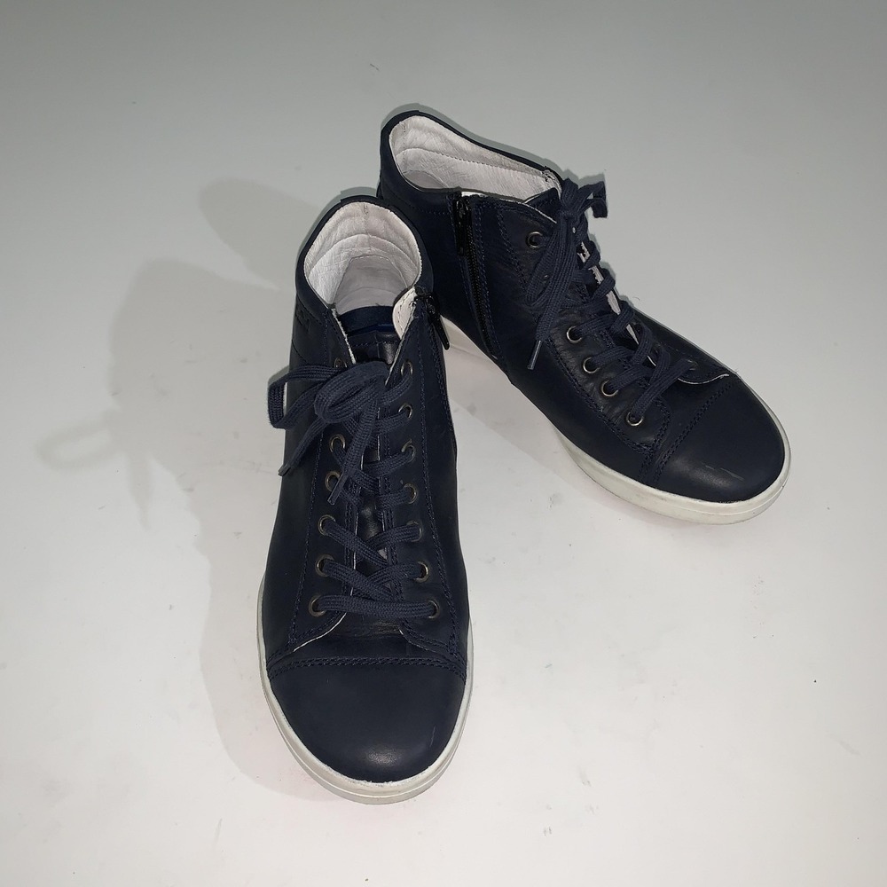 Josef Seibel Shoes Womens 8.5 Blue Leather Lace Up Zip Casual Sneakers